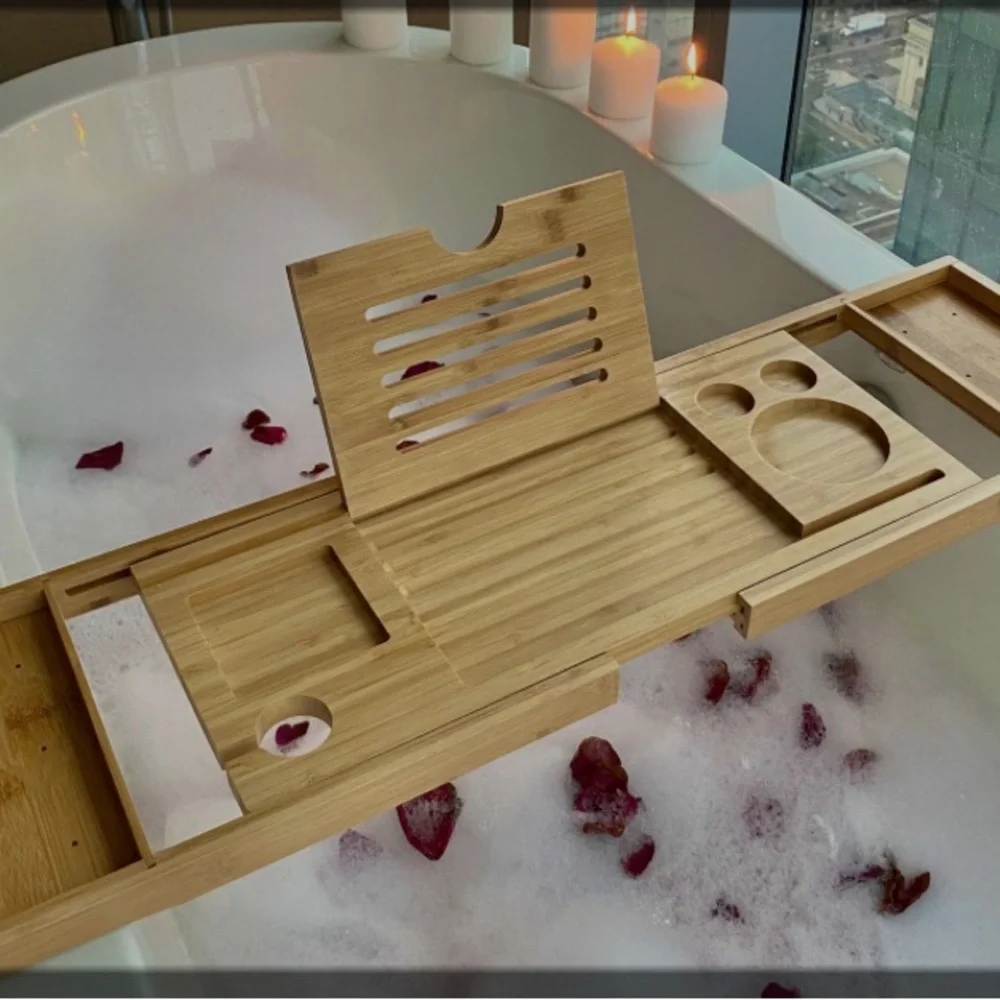 Elegant Brown Bathtub Tray